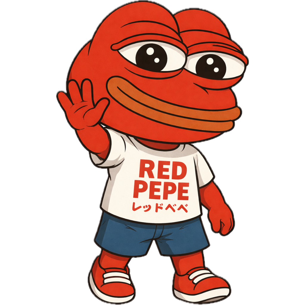 Red Pepe meditating with diamond hands